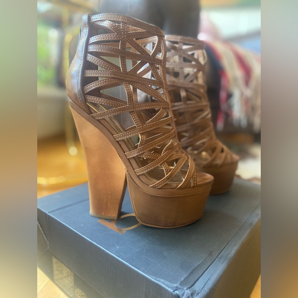 Bebe Caged Platform Heels